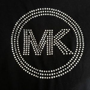 Michael Kors Women's Rhinestone Logo Waffle Knit T-Shirt Gray Size 3X